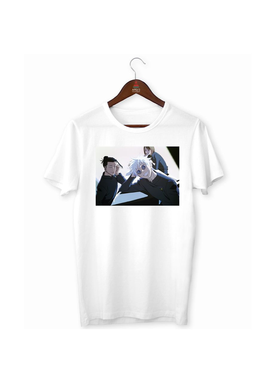 Футболка белая с принтом "Jujutsu Kaisen Магическая битва Сатору Годжо Гето Сугуру магический коллед" Кавун футболка (316344832)