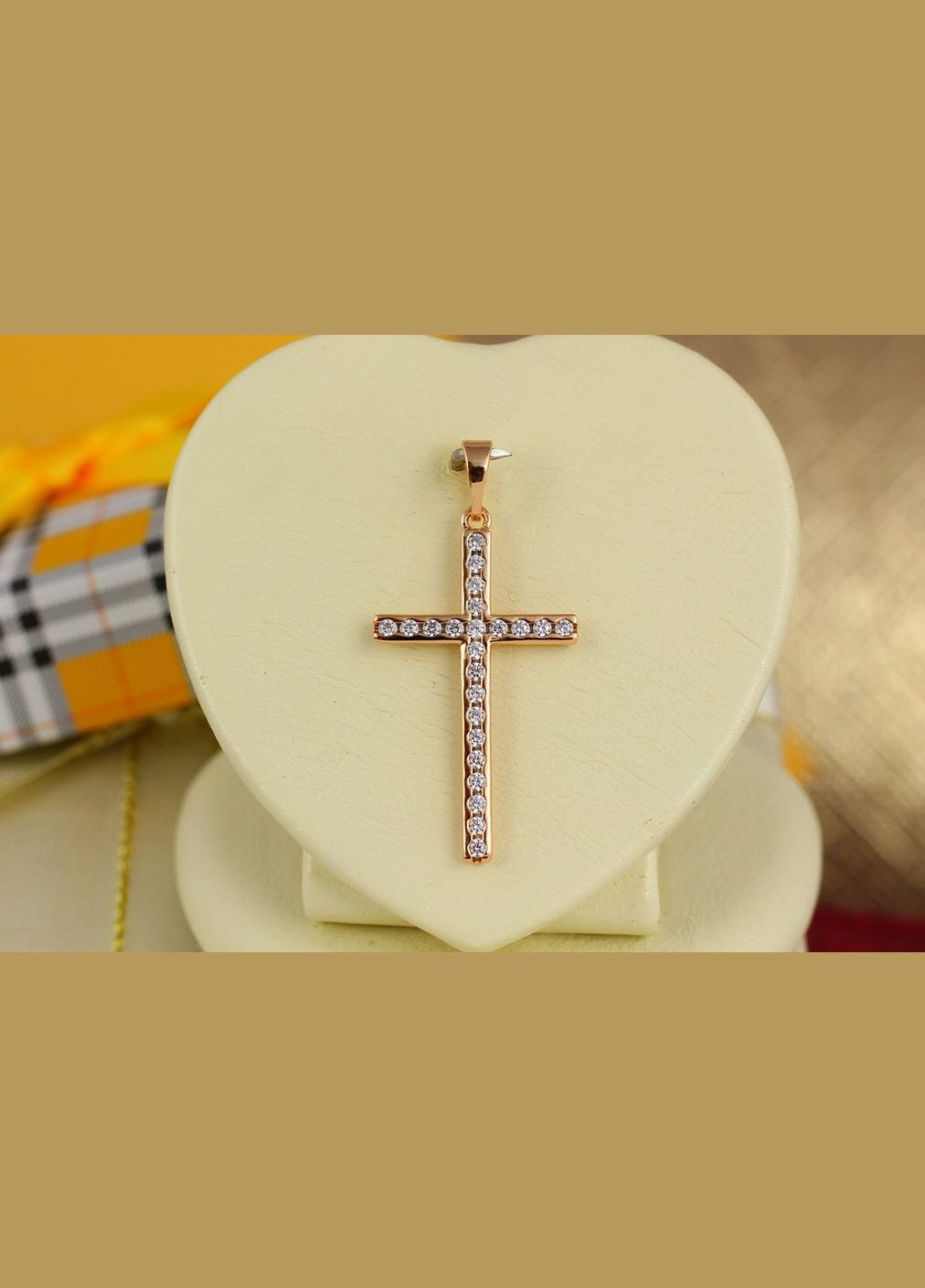 Хрестик камені в окантовці 3 см із фіанітами золотистий Xuping Jewelry (316433240)