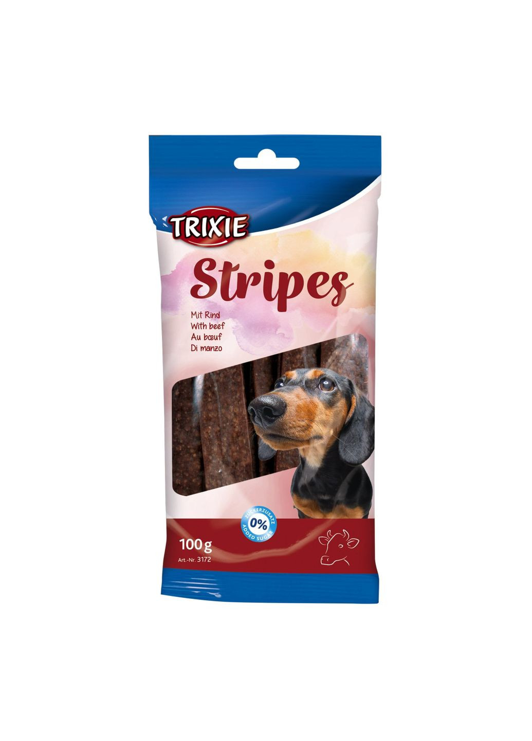 Ласощі для собак Stripes Light з яловичиною 100 г 10 шт (4011905031729) Trixie (279561088)