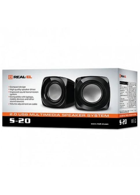 Колонки 2.0 S-20 Black USB Real-El (369158143)