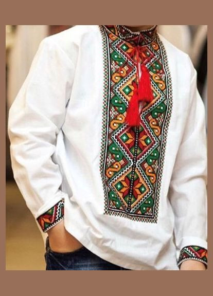 Белая вышиванка для мальчика (301643402)