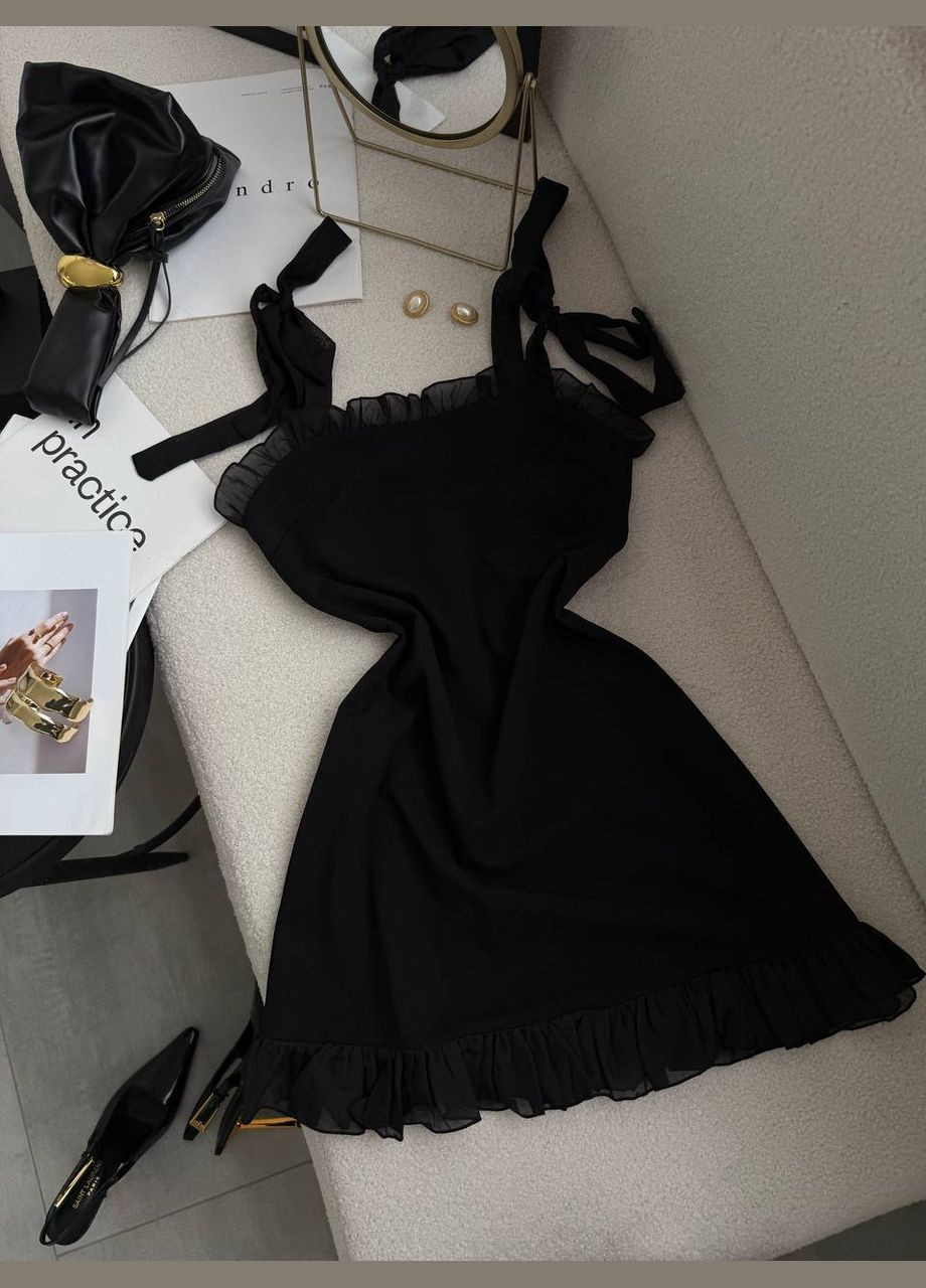 Черное кэжуал, вечернее женское черное платье No Brand однотонное