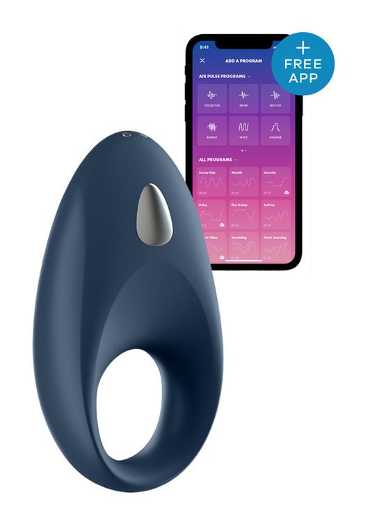 Ерекційне смарт-віброкільце Mighty One синє Satisfyer (347312859)