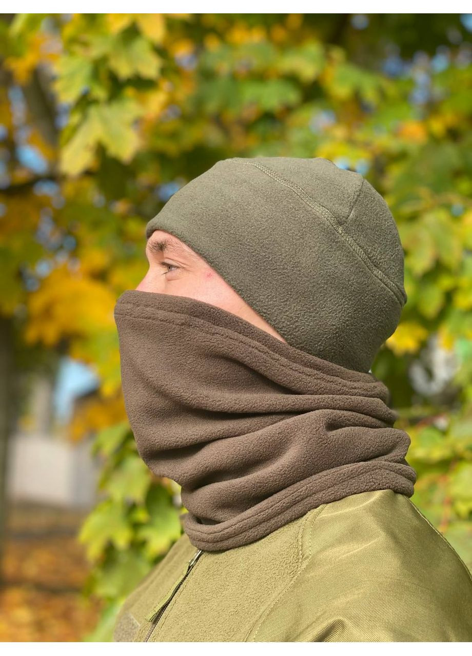 Шапка флісова олива (хакі) 300г/м2 зимова, осіння, підшоломник зимовий осінній UA (361137831)