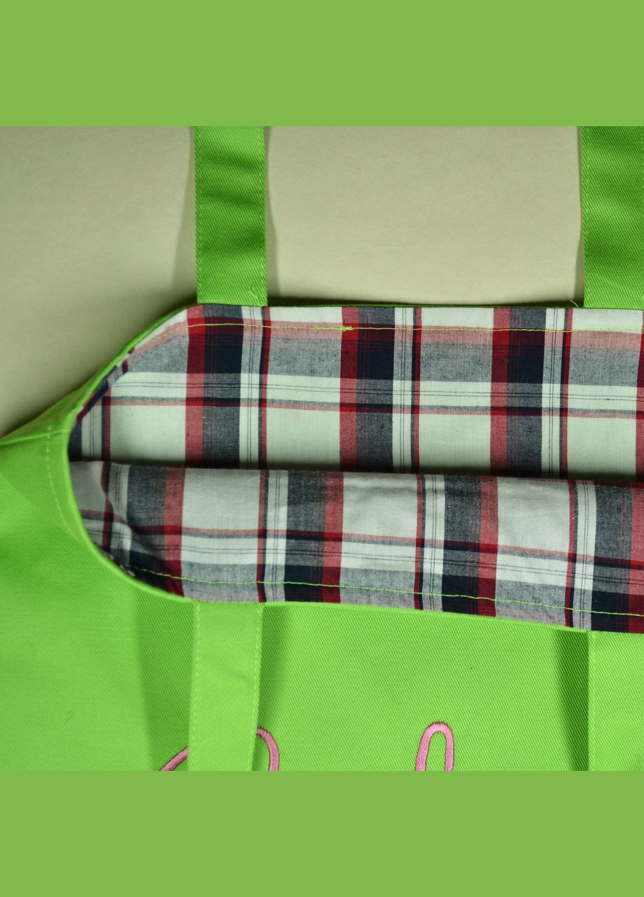 Сумка-шопер салатовая с вышивкой Smile, хлопок-шопер VladAltex (335384858)