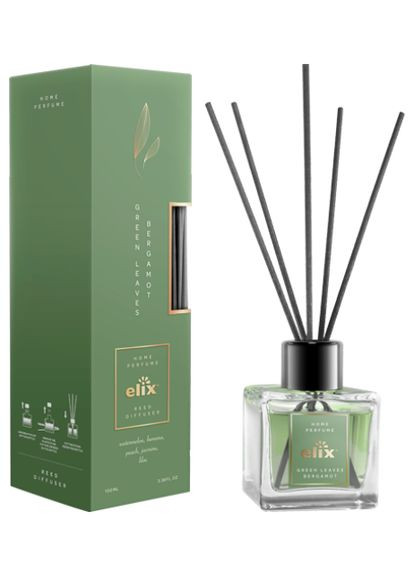 Аромадифузор Green Leaves & Bergamot з тростиною 100 мл Elix (360544497)