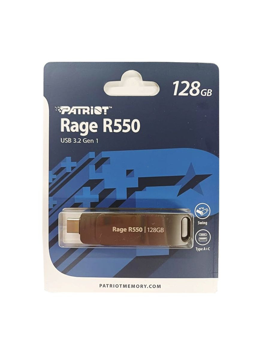 Флеш-накопичувач USB 3.2 Gen 1 128GB Type-A+C Patriot Rage R550 (343052646)