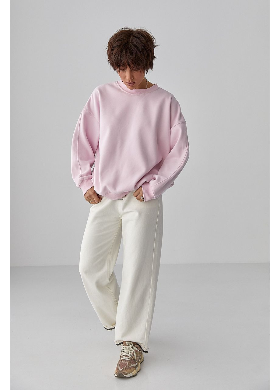 Розовый однотонный свитшот с плюшевым начесом - розовый цвет Lurex (364967929)