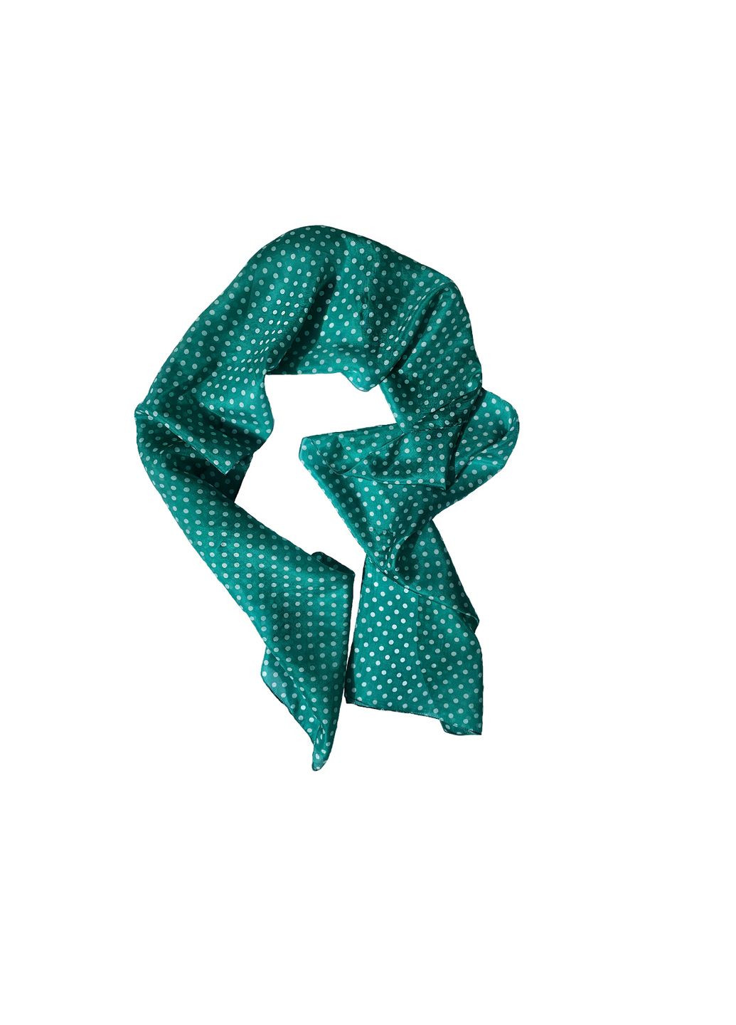 Зелений шовковий шарф у горошок 170х25 см Silk Route (295689526)