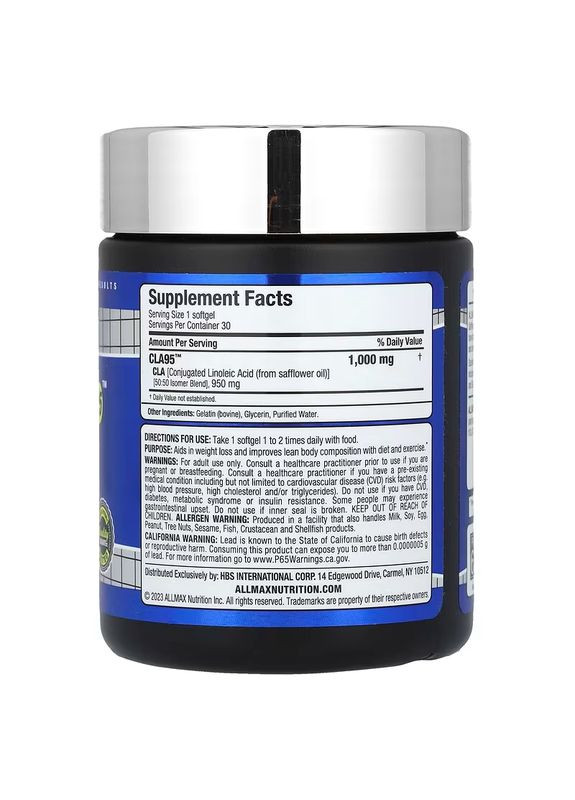 Конъюгированная линолевая кислота AllMax CLA95™, 30 Softgels ALLMAX Nutrition (339092026)