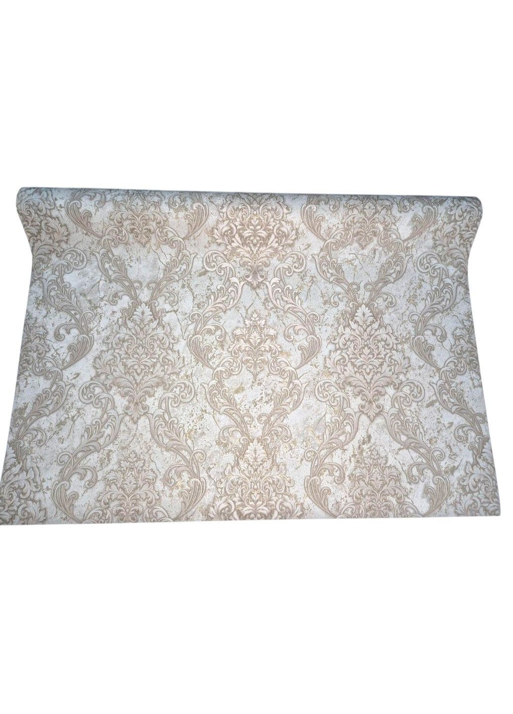 Вінілові шпалери 10.05 × 1.06 м 8684-02, світло-бежеві з вензелями для спальні, вітальні, кабінету Слов'янські шпалери (340275295)