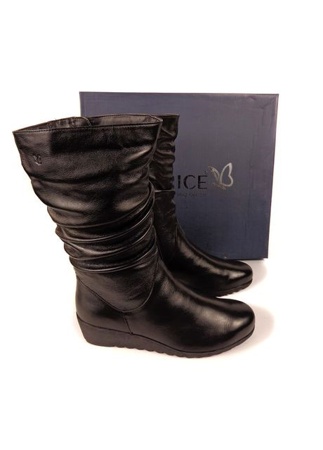 Зимние, германия, женские кожаные зимние сапоги на танкетке чулки Caprice