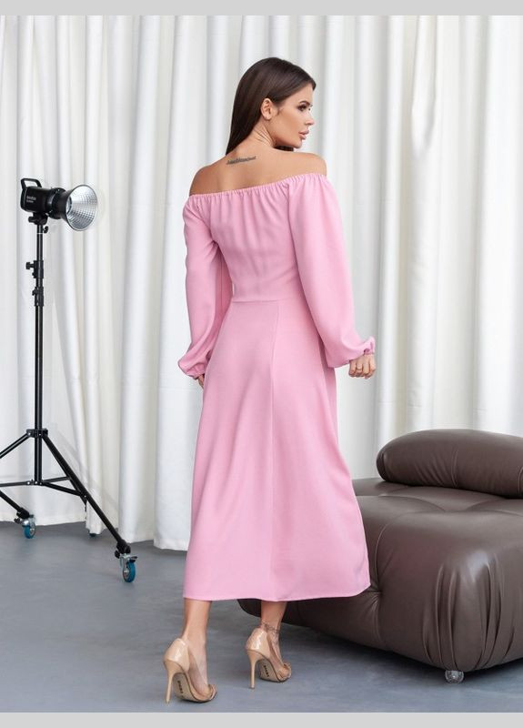 Розовое повседневный розовое ретро платье с разрезом ISSA PLUS однотонное