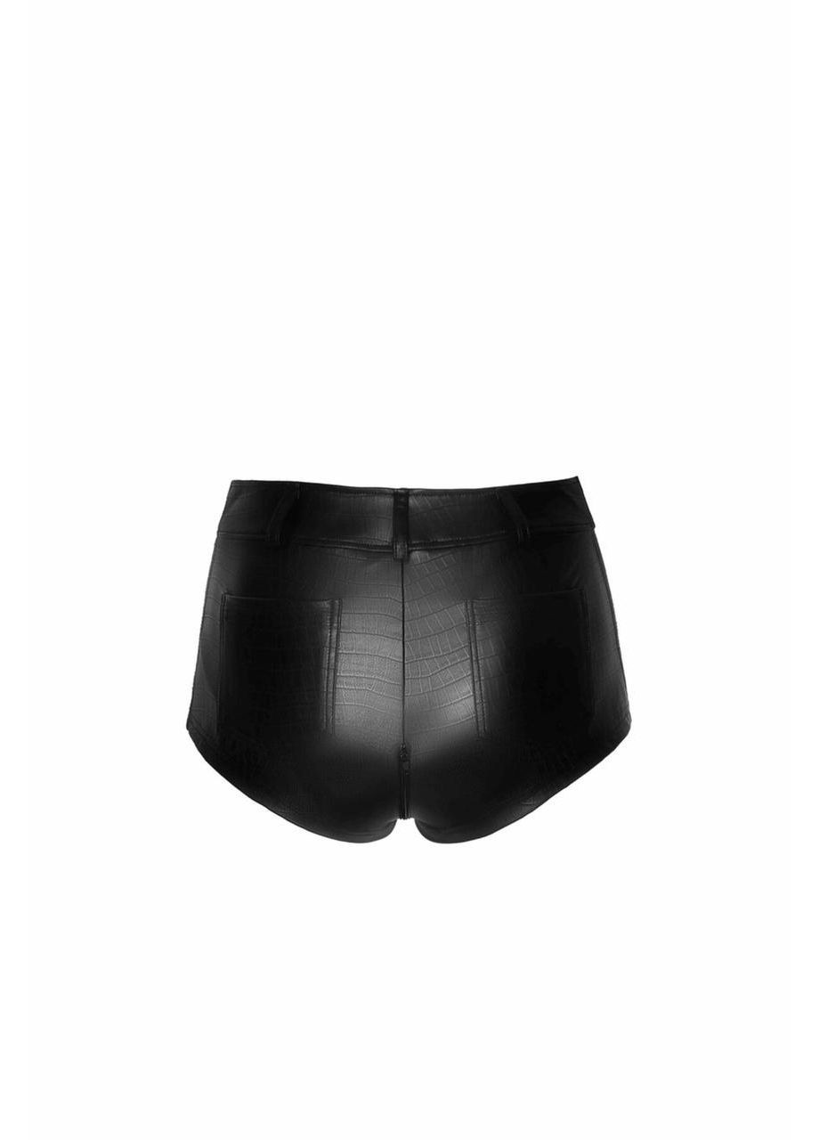 Черный демисезонный шортики noir handmade f318 wild crocodile printed wetlook shorts - xl No Brand