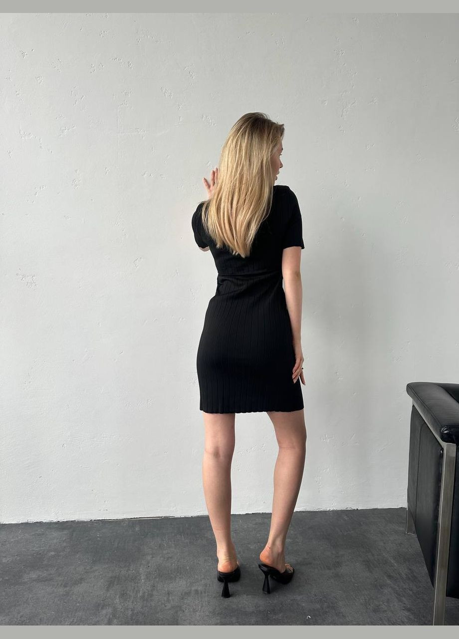 Черное повседневный, кэжуал женское черное платье No Brand однотонное