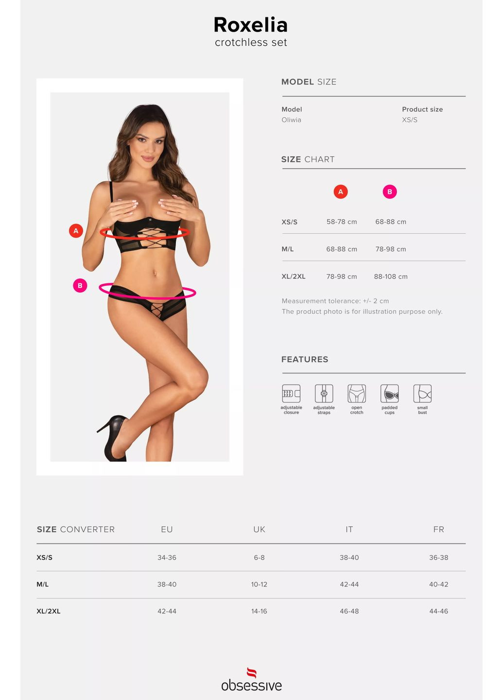 Черный демисезонный комплект с открытым бюстом и трусиками roxelia set otwarty Obsessive