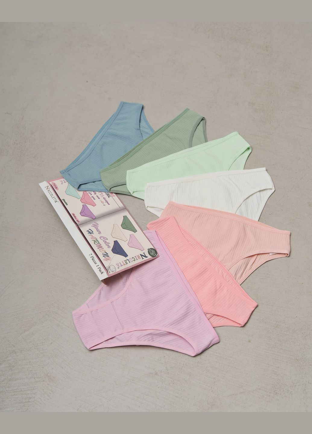 Набор женских трусиков неделек в рубчик- 7 шт. Nicoletta (292849384)