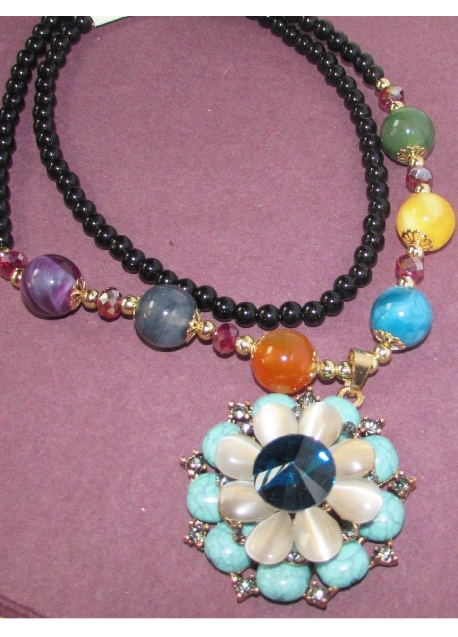 Ошатні довгі намиста, кольє квітка з камінням, 2733 Fashion Jewelry (353827926)