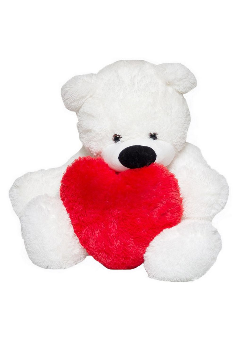 М'яка іграшка білий ведмедик бублик з серцем Алина (282583252)