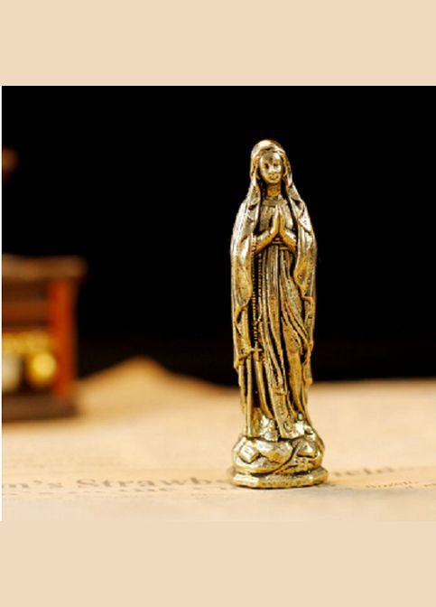 Винтажная ретро настольное украшение мини статуэтка медная брелок подвеска Пресвятой Богородицы Девы Марии No Brand (292260415)