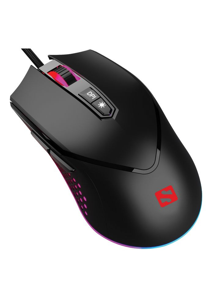 Мишка Azazinator Mouse 6400 RGB, ігрова, 6400dpi., 7кн.Huano, чорна Sandberg (314780221)
