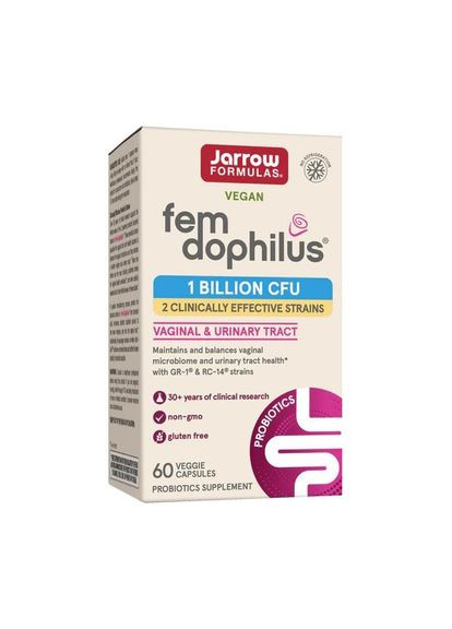 Пробіотик Fem Dophilus 1 billion CFU, 60 вегакапсул для жінок Jarrow Formulas (324421814)