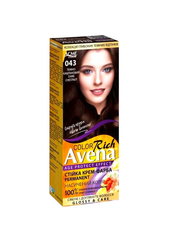 Стойкая крем-краска для волос AVENA 043 Тёмно-каштановый Acme Color (335869893)