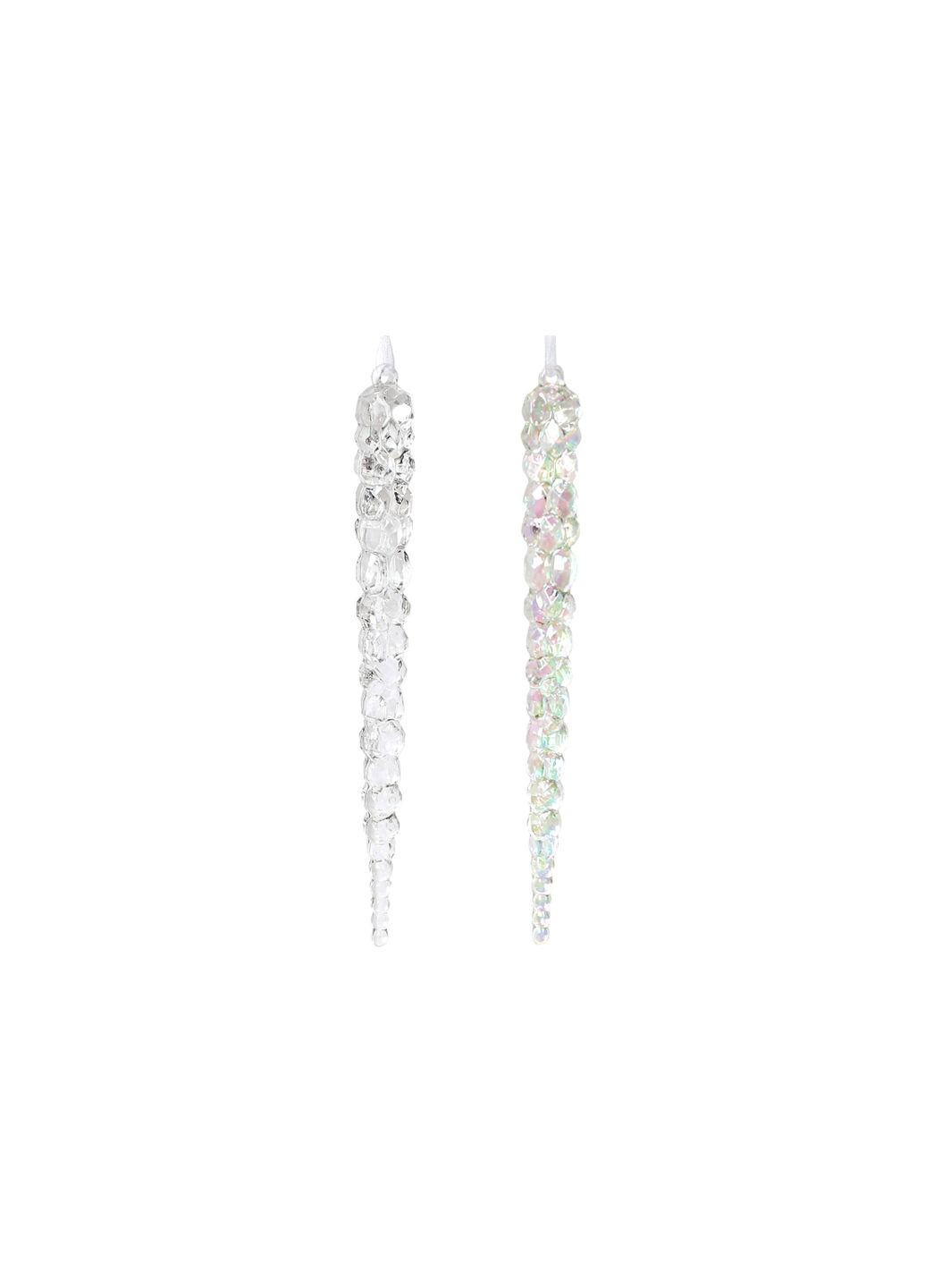 Акриловая подвеска Сосулька 17.5см, 2 шт прозрачный лед и бриллиантовый блеск No Brand (307289233)