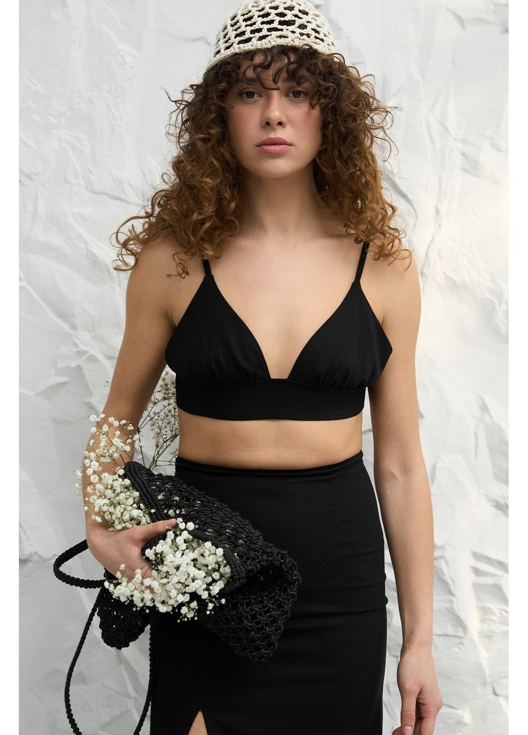 Топ жіночий на літо на зав'язках льон CUBA чорний Handy Wear (329447840)