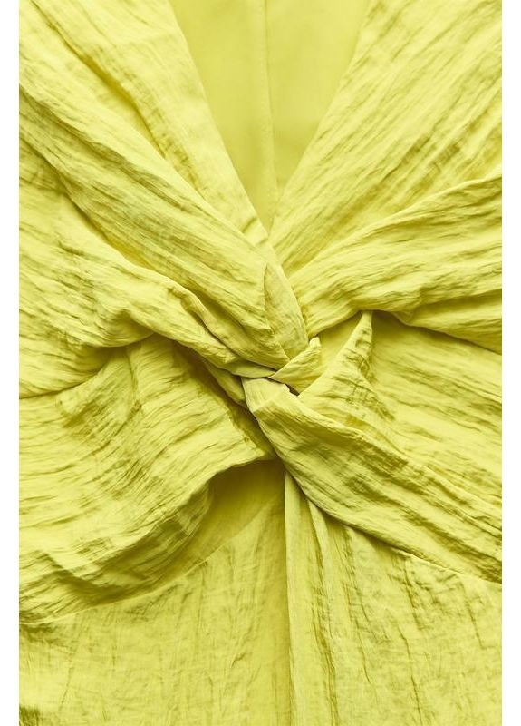 Желтое жатое платье с узлом Zara