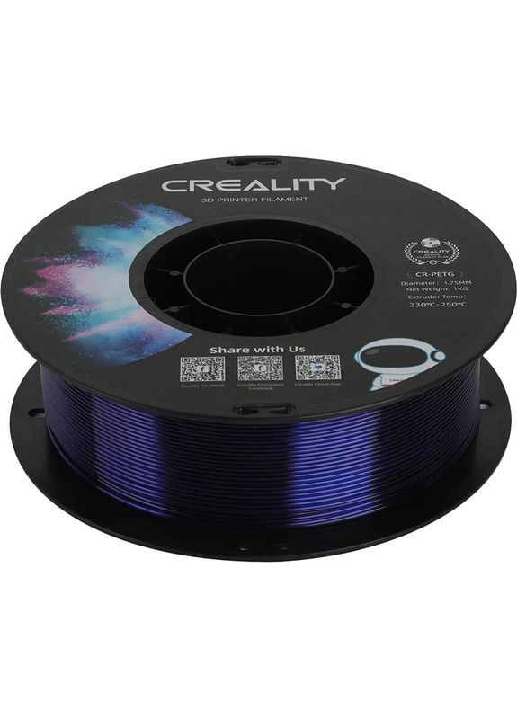 Пластик для 3D принтера PETG 1кг 1.75мм Transparent Blue (3301030036) Creality (323085524)