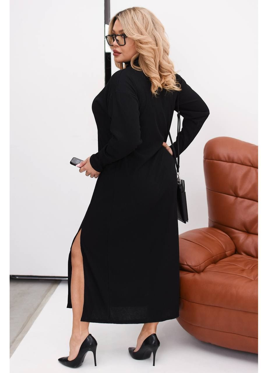 Чорна жіноча сукня-гольф в рубчик Osoblyva