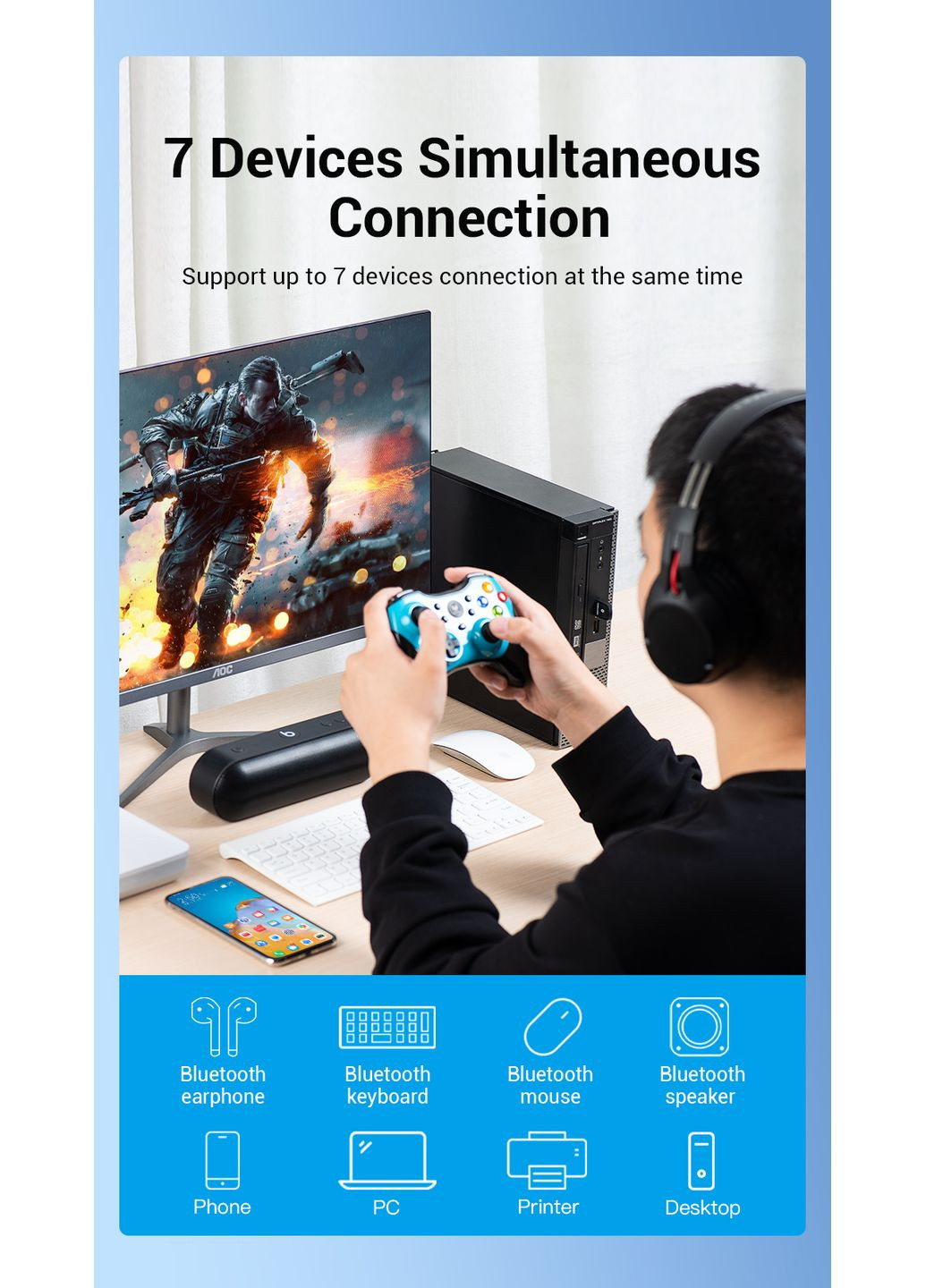 Адаптер USB Bluetooth 5.0 Adapter White (CDSW0) (CDSW0) Vention (372684027)