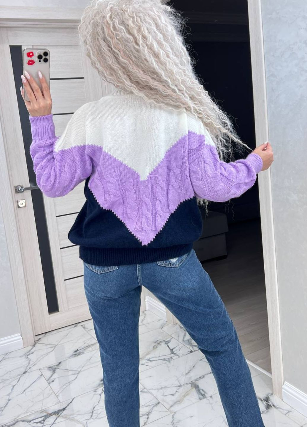 Лиловый демисезонный свитер вязаный джемпер Tik-Tak