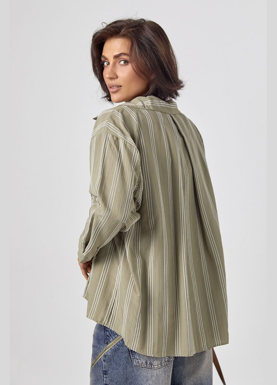 Жіноча сорочка у смужку з рукавами три чверті Lurex (319311915)
