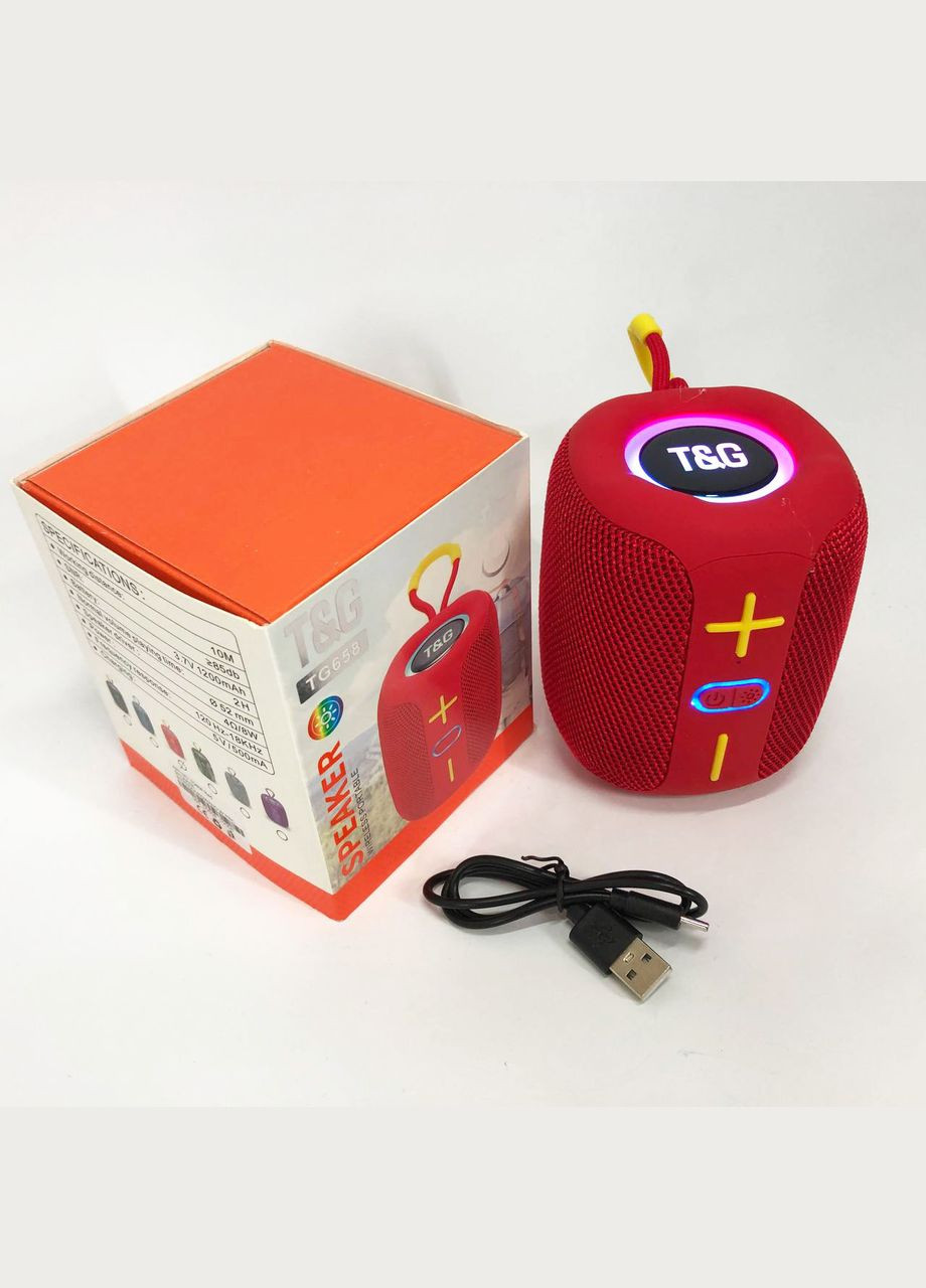 Портативна Bluetooth колонка TG658 8W з RGB підсвіткою, колонка для вечірки. Колір: червоний TG (372908488)