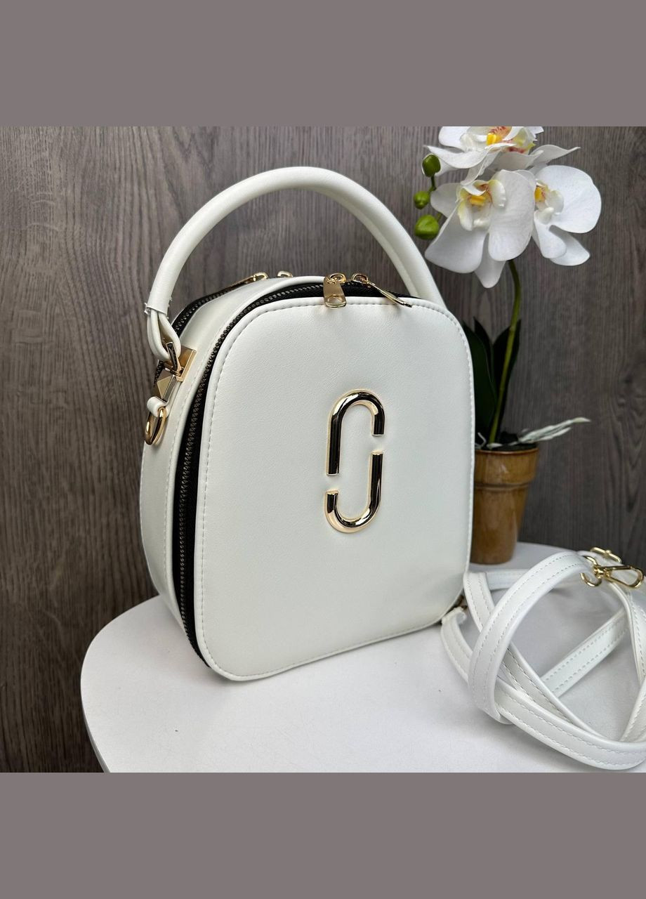 Стильная женская сумка каркасная стиль Marc, овальная минисумка белый Jacobs (336551968)