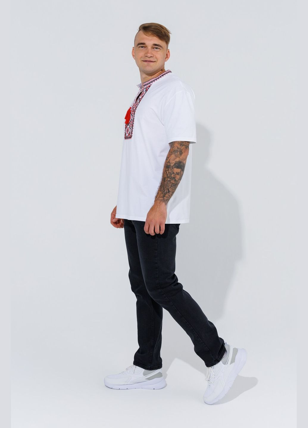 Белая вышиванка футболка мужская француз бело-красный (2000990486066a) shop (2000990486066) (364723933)