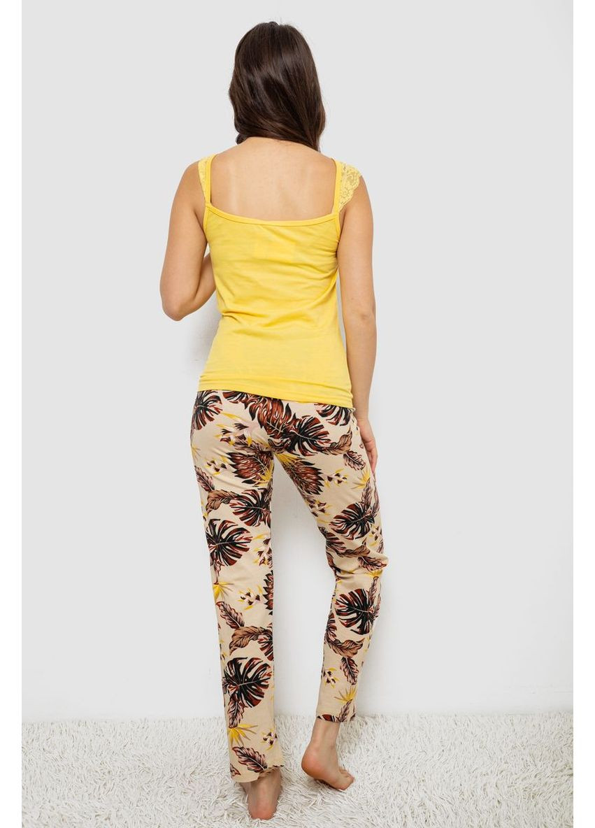 Жовта всесезон піжама жіноча з принтом,, 243r1484-029 Anello