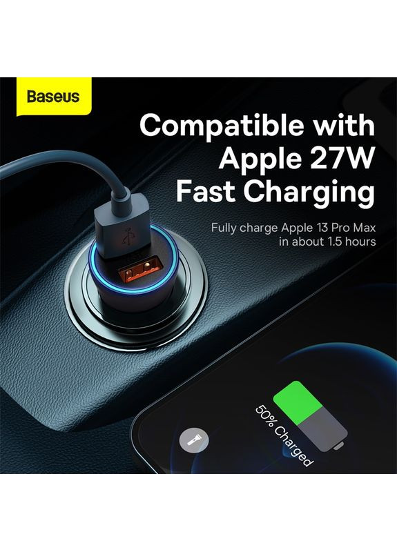 Автомобильное зарядное устройство Gold Fast Charger Car Charger U+U 60W Dark Gray (CGJM000013) Baseus Contactor Max Dual (369159746)