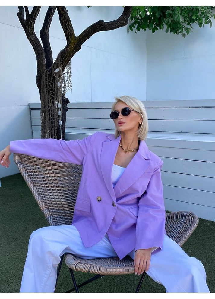 Сиреневый женский женский классический пиджак love с карманами (mil445) milirud - летний