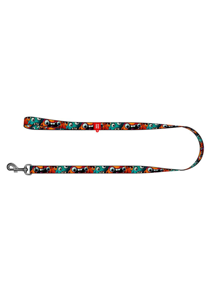 Повідець для собак нейлоновий Nylon, малюнок "Зубасті монстри", S, Ш 15 мм, Дов 300 см WAUDOG (322643163)