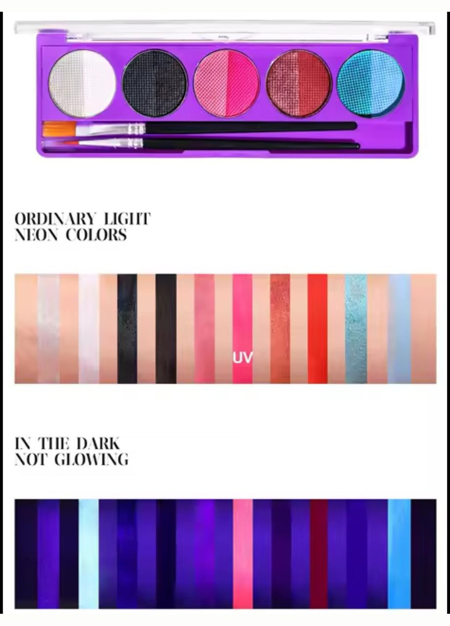 Аквагрим УФ Paint Dream набір 10 кольорів + 2 пензлі No2 Handaiyan (343053287)