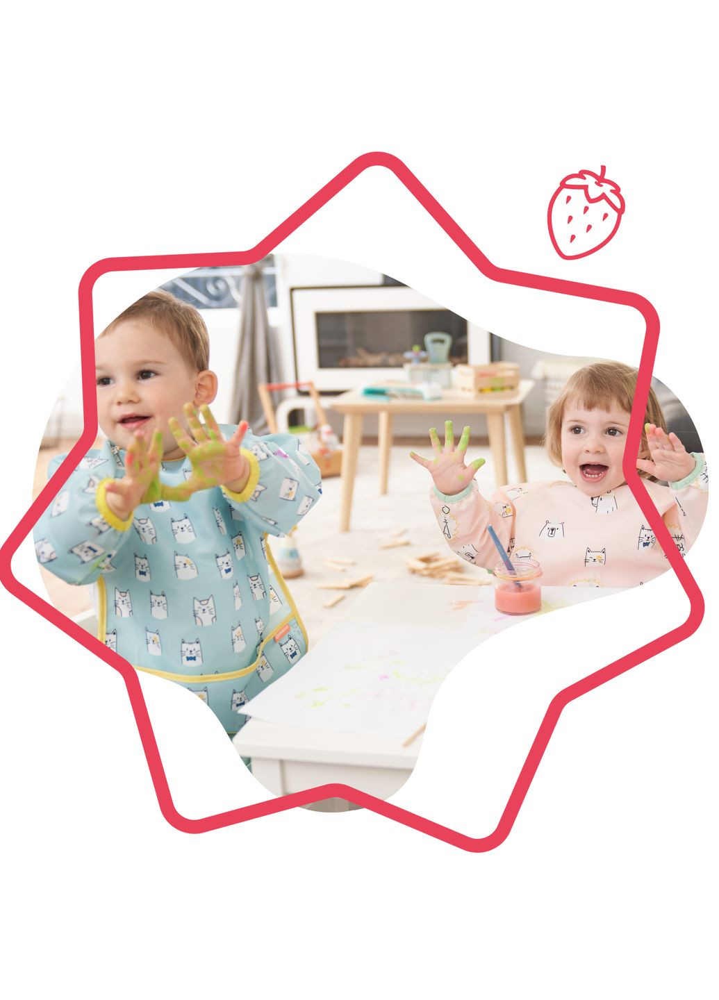 Нагрудник з довгими рукавами, рожевий () Badabulle B007024 (331790031)