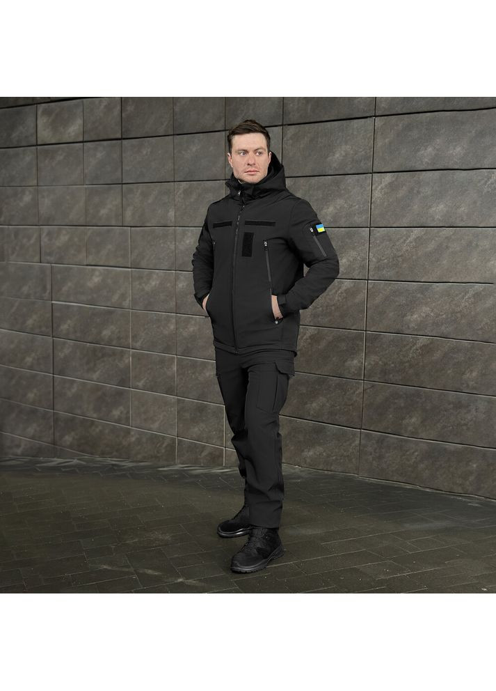 Черная демисезонная куртка motive с липучками черный Pobedov