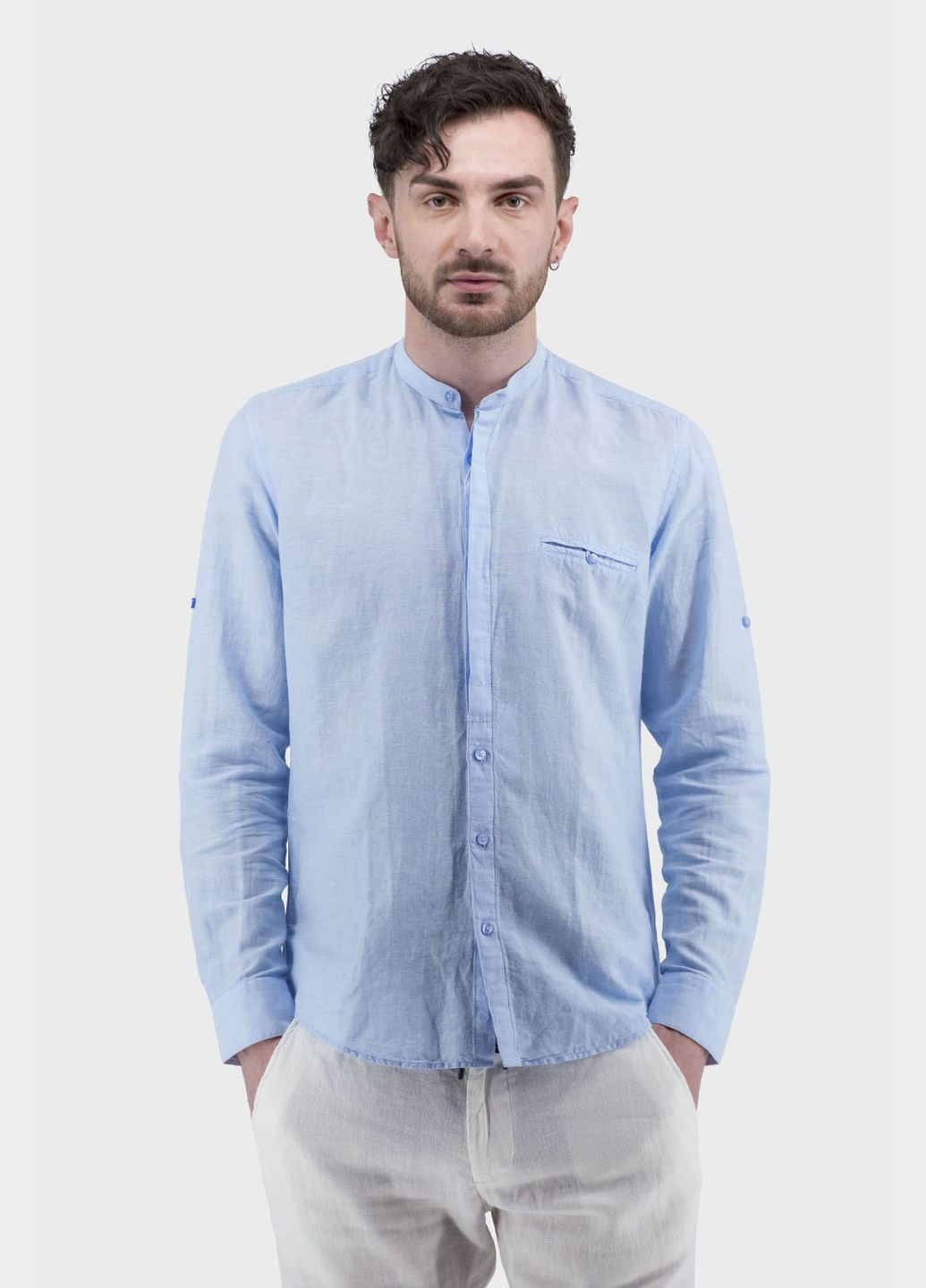 Голубой кэжуал рубашка однотонная Pier Carlino