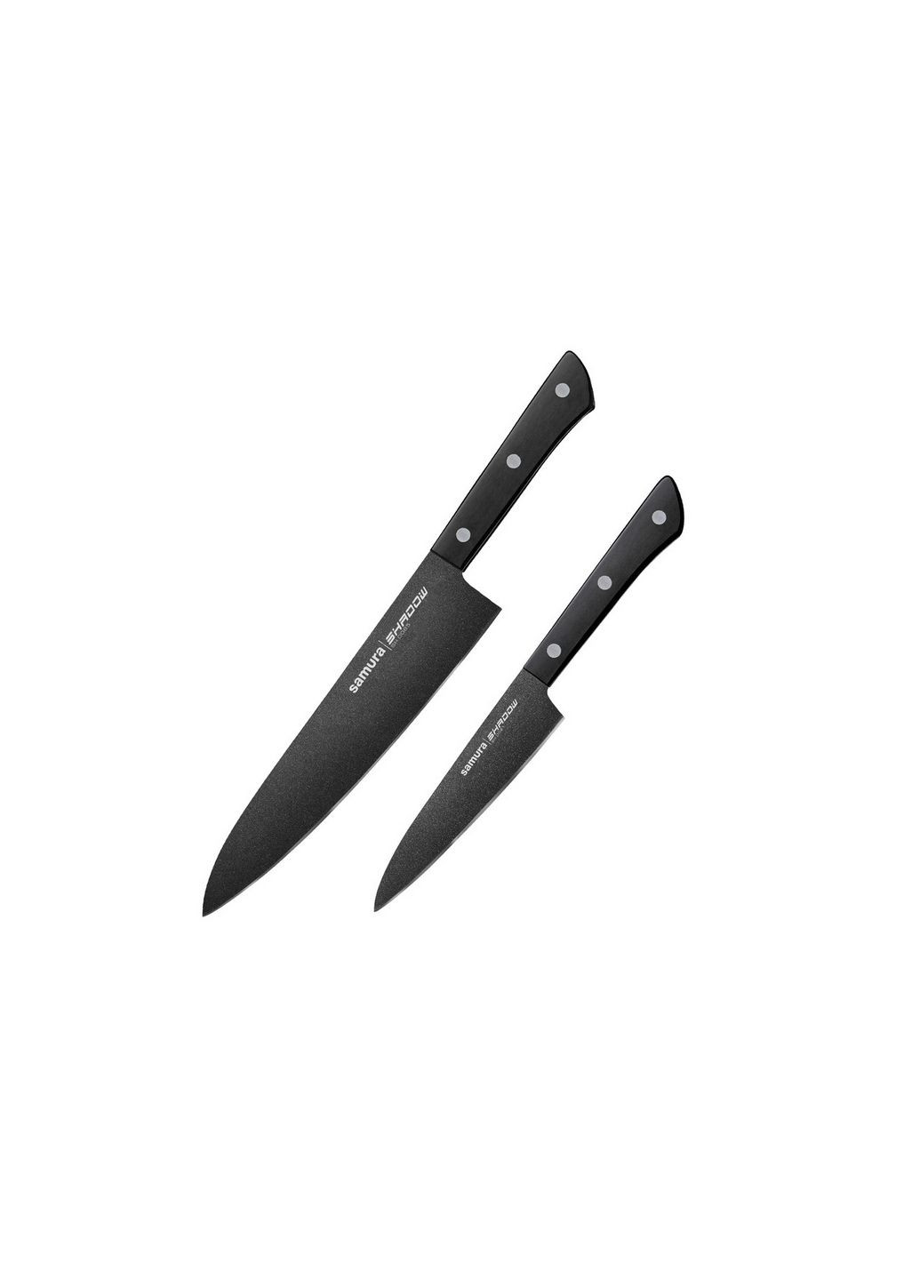 Набор кухонных ножей из 2 предметов Shadow Samura чёрные,