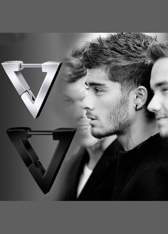 Мужские женские черные серьги трехугольники из нержавеющей сталив готик панк Liresmina Jewelry (304751413)