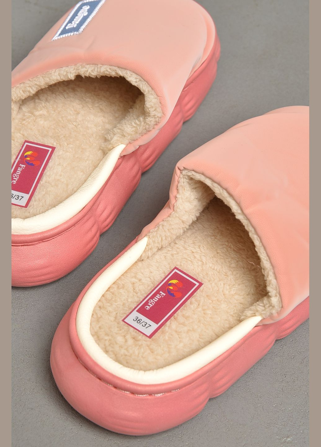Розовые тапочки домашние женские теплые темно-розового цвета Let's Shop