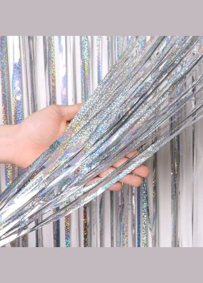 для фотозони з голограмою прикраса 245 см на 92 см сріблястий Jannet Дощик (316580318)